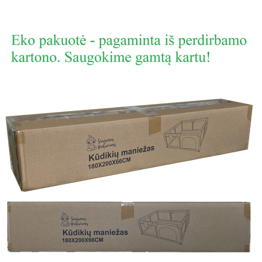 Įpakavimas maniežo 180x200cm, Ekologiškas dėžutes galima lengvai perdirbti