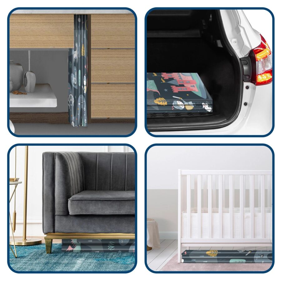 Žaidimų kilimėlis vaikams su princesėmis, pilimis ir drakonais lengva sandelioti