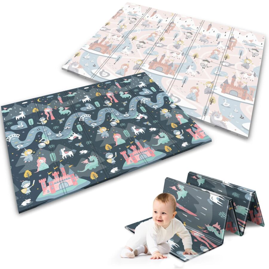 Žaidimų kilimėlis vaikams su princesėmis, pilimis ir drakonais