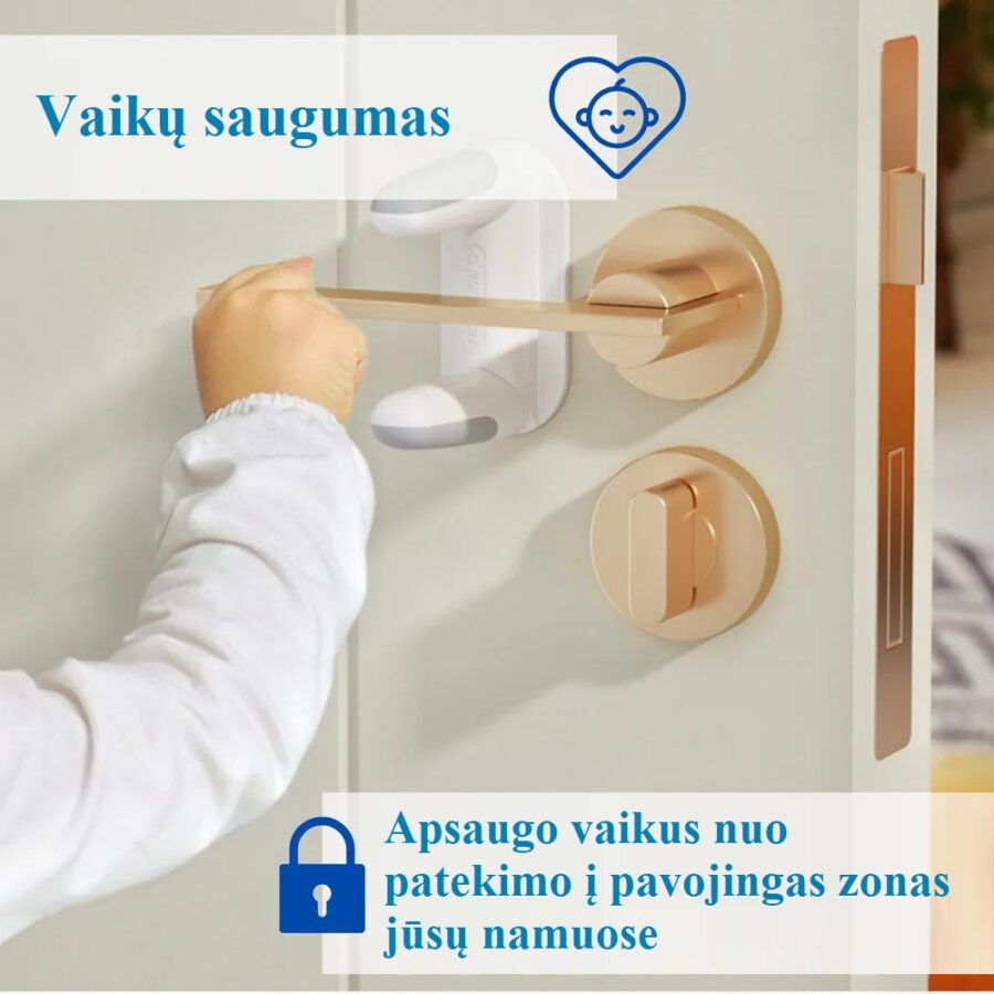 Vaikų apsaugos blokatorius neleidžiantis atidaryti durų aukštyn ir žemyn