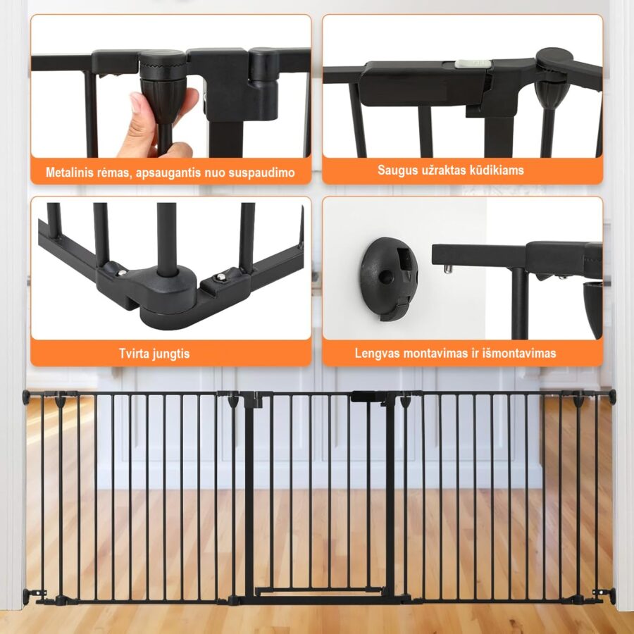 Apsauginių vartelių tvirtinimo būdas – sieninis montavimas su varžtais
