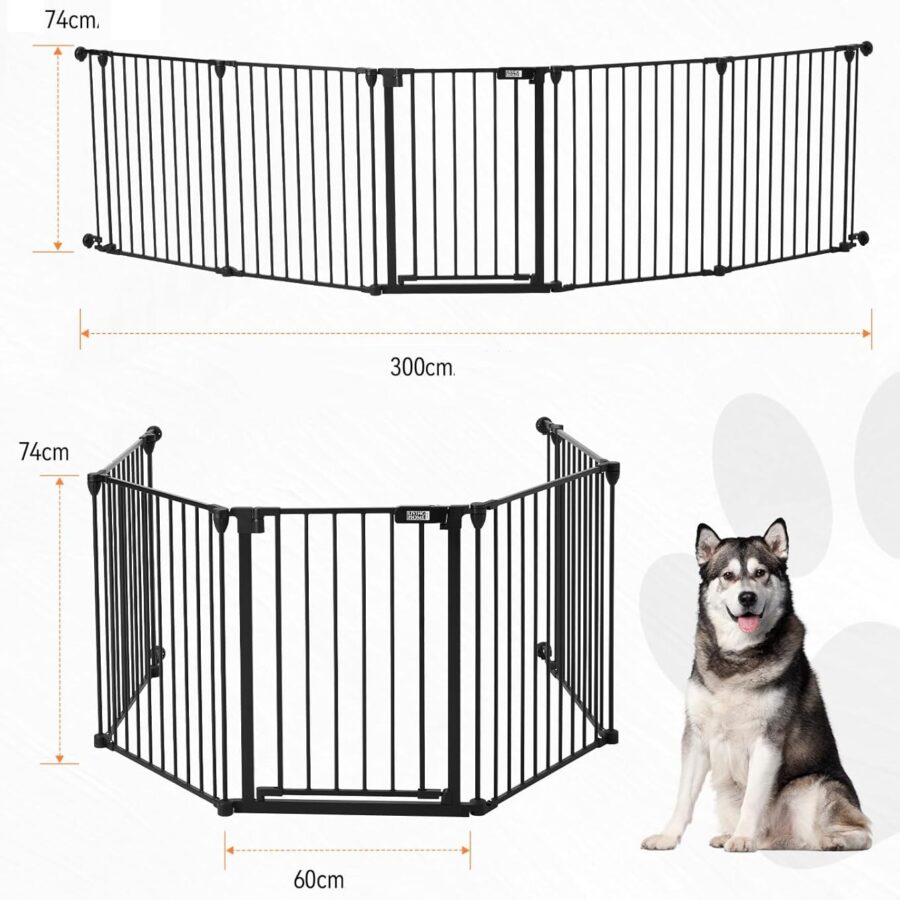 Apsauginiai varteliai juodi su išmatavimais – 7 dalių konstrukcija