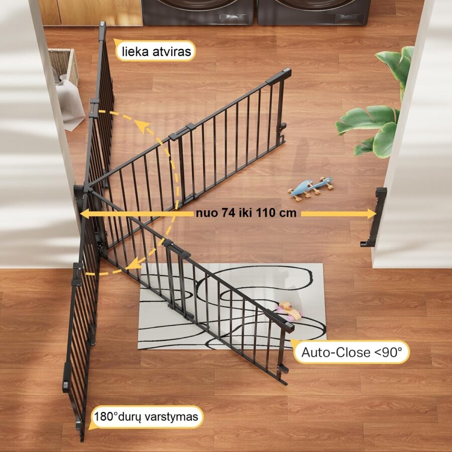 Balti varteliai montuoti praėjime, aiškūs matmenys