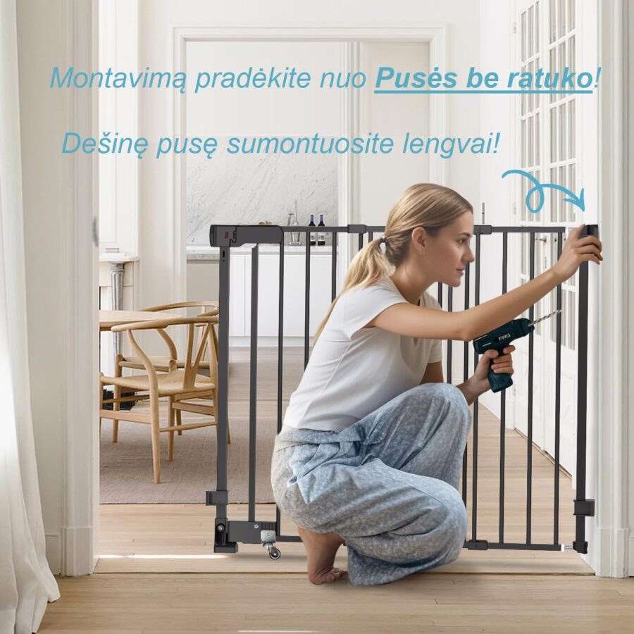 Moteris montuoja vartelius varžtais į plokščią sieną