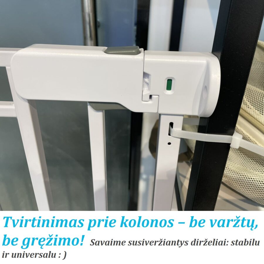 Apsauginiai varteliai – tvirtinimas prie kolonos be varžtų ir be gręžimo, su savaime susiveržiančiais dirželiais