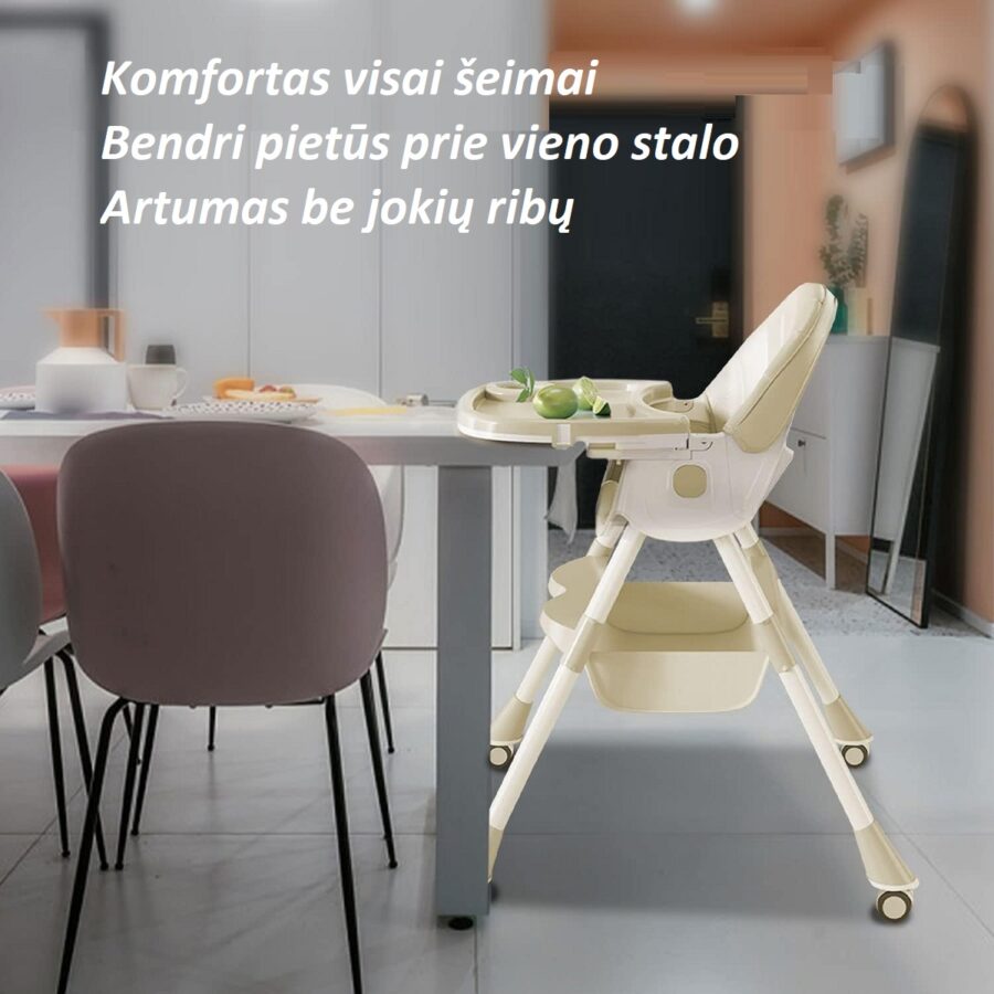 Maitinimo kėdutė daugiafunkcė 3-in-1 virtuvėje prie stalo – patogu maitinti vaiką