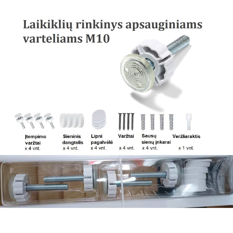 Apsauginių vartelių tvirtinimo laikikliai – universalus komplektas „LIUKS“ ir „LIUKS+“ serijai