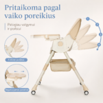 Kompaktiška ir sulankstoma maitinimo kėdutė vaikams – patogu laikyti namuose, užima mažai vietos