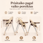 Reguliuojama premium maitinimo kėdutė vaikams – prisitaikantis aukštis ir patogus naudojimas kasdien.