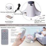 Supamoji kėdė kūdikiams – mama reguliuoja supimosi greitį nuotoliniu pulteliu, prijungta per USB arba tinklą.