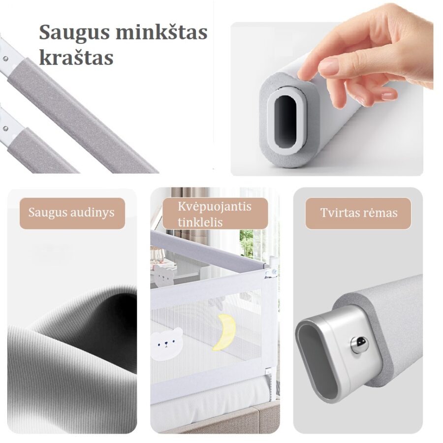 Vaikiškas barjeras lovai – apsaugos viršutinė paminkštinta dalis