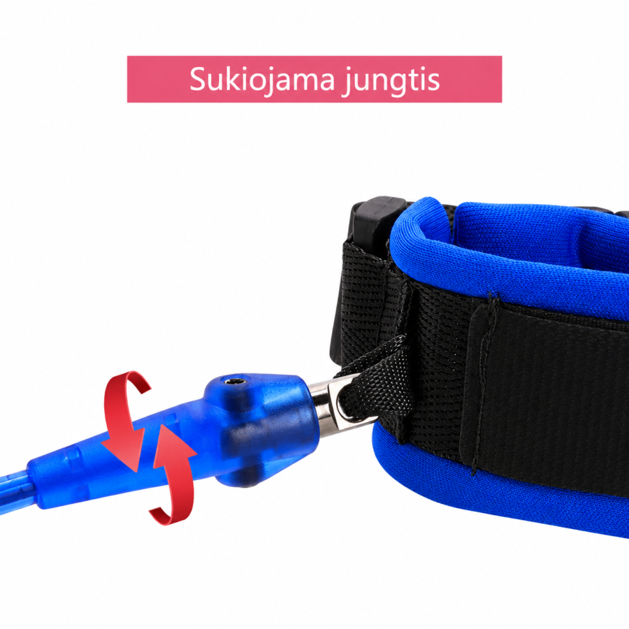 360° sukiojama jungtis rakinamam pavadėliui vaikui, mėlynas laidas ir juodos detalės, AVIP-2083