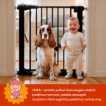 Juodi apsauginiai varteliai vaikams LIUKS+ namų praėjimams atskirti, padedantys saugiau apriboti mažylių ir augintinių patekimą į tam tikras zonas.