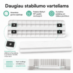 Stabilizuojanti rampa vaikų apsaugos varteliams su guminėmis atramomis, tinkama varteliams su praplatinimais
