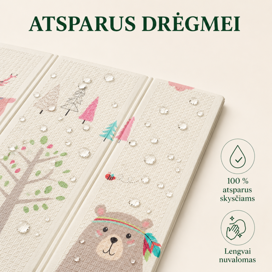Drėgmei atsparus XPE žaidimų kilimėlis vaikams, lengvai nuvalomas po žaidimų