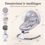 Elektrinės supynės kūdikiams – išmatavimai, medžiagos ir konstrukcijos informacija, padedanti išsirinkti tinkamas kūdikio supynes.