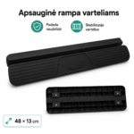 Juoda rampa vaikų apsaugos varteliams su guminėmis atramomis, stabilizuojanti vartelius su praplatinimais