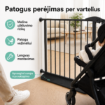 Juoda apsauginė rampa vaikų varteliams, palengvinanti vežimėlio pravažiavimą ir mažinanti užkliuvimo riziką