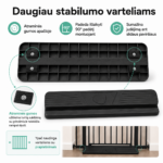 Juoda stabilizuojanti rampa vaikų varteliams su keturiomis guminėmis atramomis, tinkama varteliams su praplatinimais
