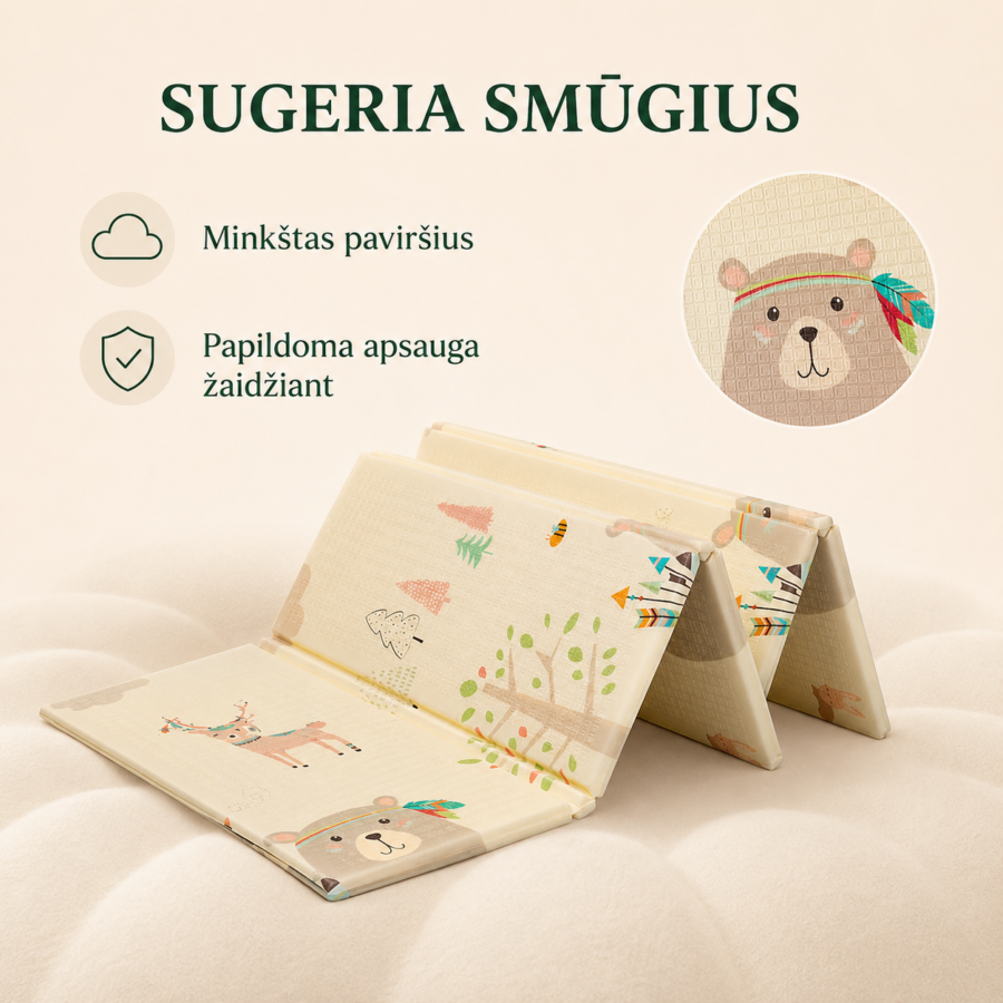Minkštas XPE žaidimų kilimėlis kūdikiams ir vaikams, padedantis sušvelninti smūgius žaidžiant