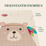 Neslystantis lavinamojo kilimėlio paviršius su reljefine tekstūra mažiems vaikams