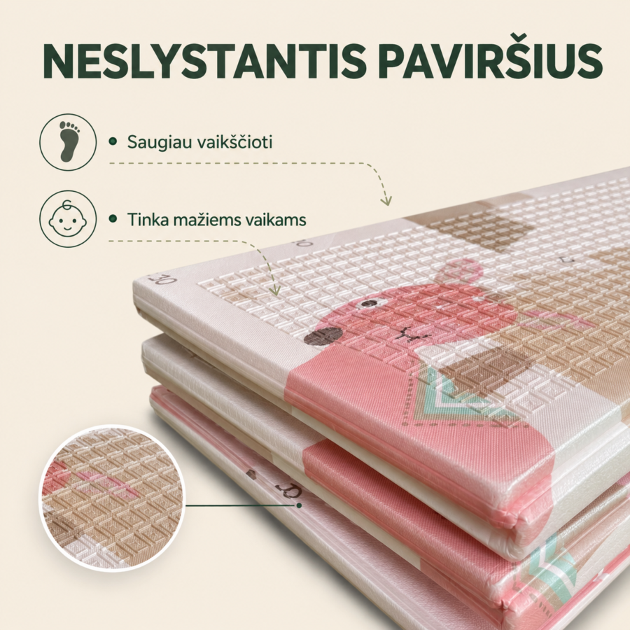 Neslystantis XPE žaidimų kilimėlio paviršius kūdikiams, patogus mažiems vaikams ropoti, žaisti ir mokytis vaikščioti