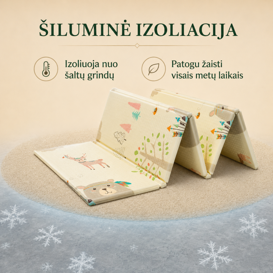 Šiluminę izoliaciją suteikiantis XPE kilimėlis vaikų kambariui, patogus žaisti ant grindų