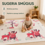 Minkštas XPE žaidimų kilimėlis kūdikiams, sugeria smūgius ir suteikia papildomą apsaugą žaidžiant