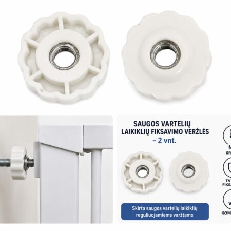 M10 veržlės saugos vartelių laikikliams, skirtos reguliuojamiems tvirtinimo varžtams.